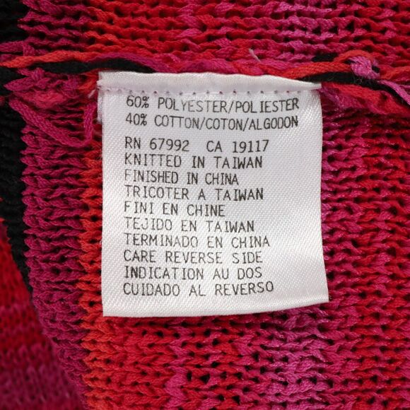 Sigrid Olsen Sport Sweater Womens Large Pink Black Stripe Sleeves Hem Fringe - Picture 11 of 13